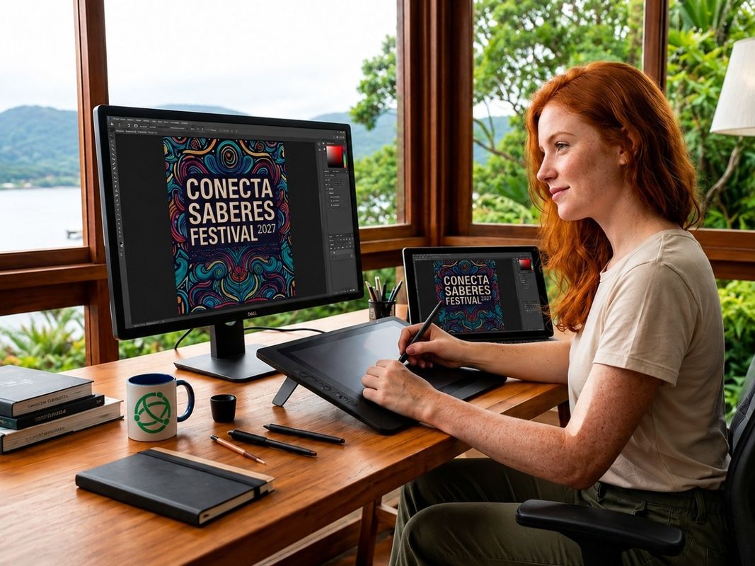 Profissional da economia criativa cria cartaz para Conecta Saberes Festival