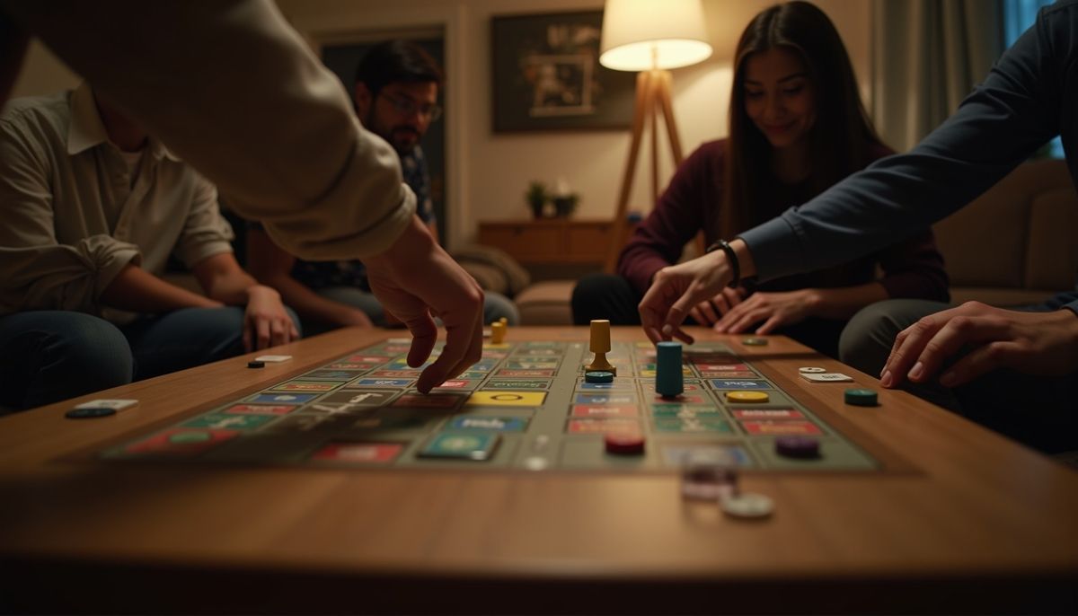 Grupo de Amigos jogam jogo de tabuleiro moderno