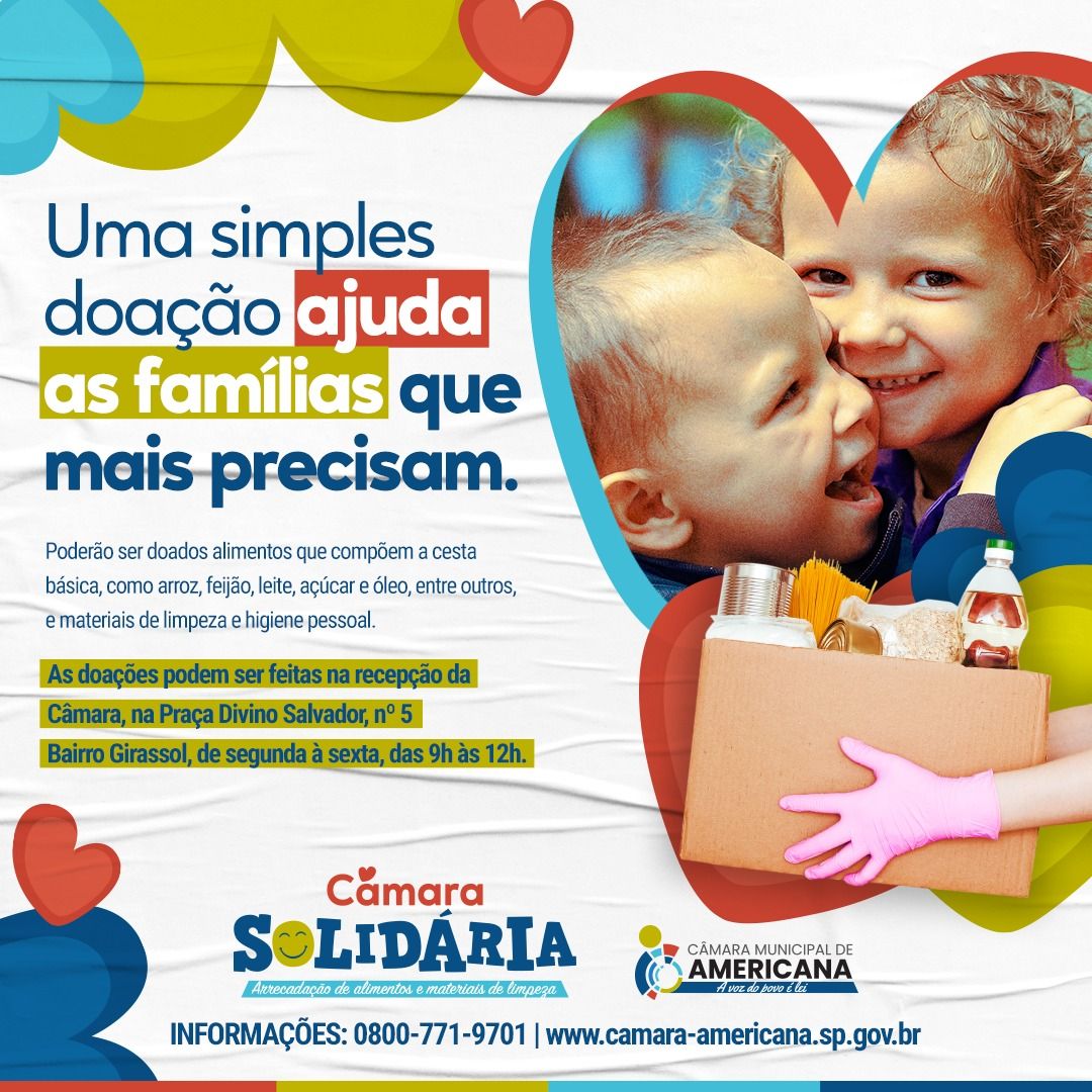 Câmara Solidária: doações podem ser feitas até sexta-feira